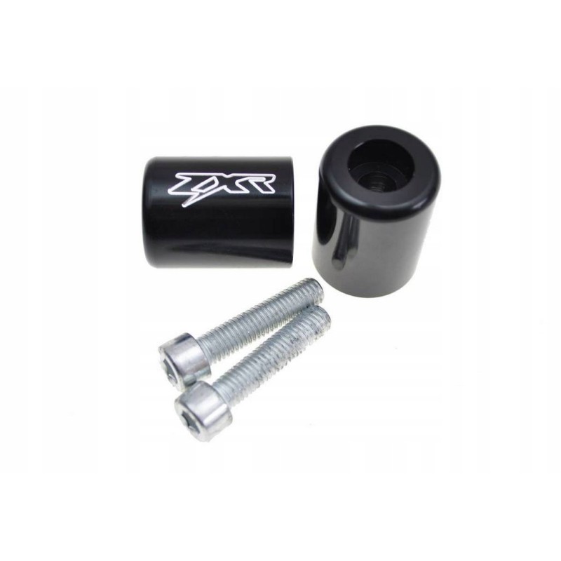 Black handlebar ends with Kawasaki ZX ZZ logo