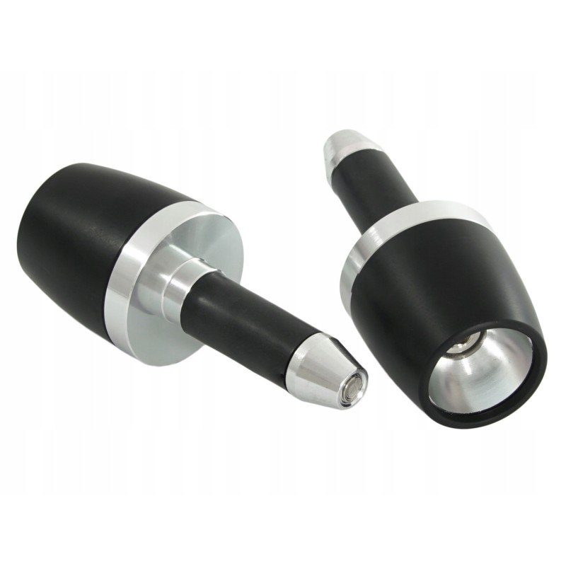 22 mm black and silver CNC handlebar ends