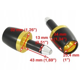 22 mm black and gold CNC handlebar ends