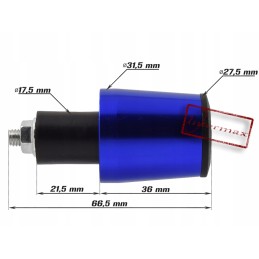 Blue aluminum handlebar weight ends