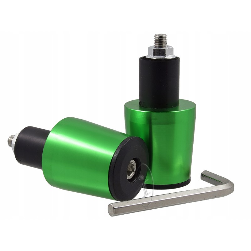 Green aluminum handlebar weight ends