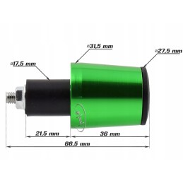 Green aluminum handlebar weight ends
