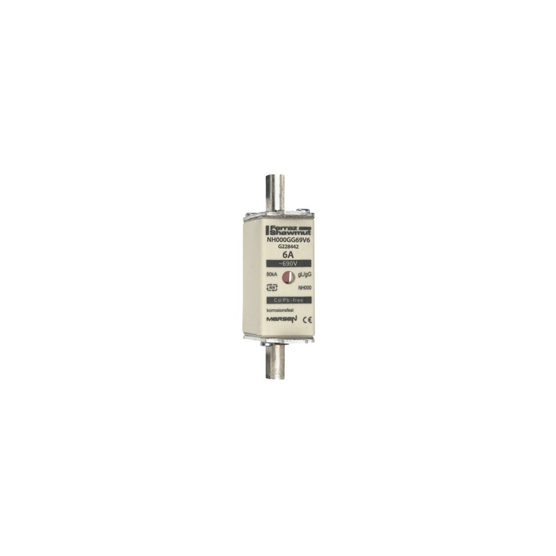 1 pcs - Mersen 6A NH Fuse, NH 000, 690V ac