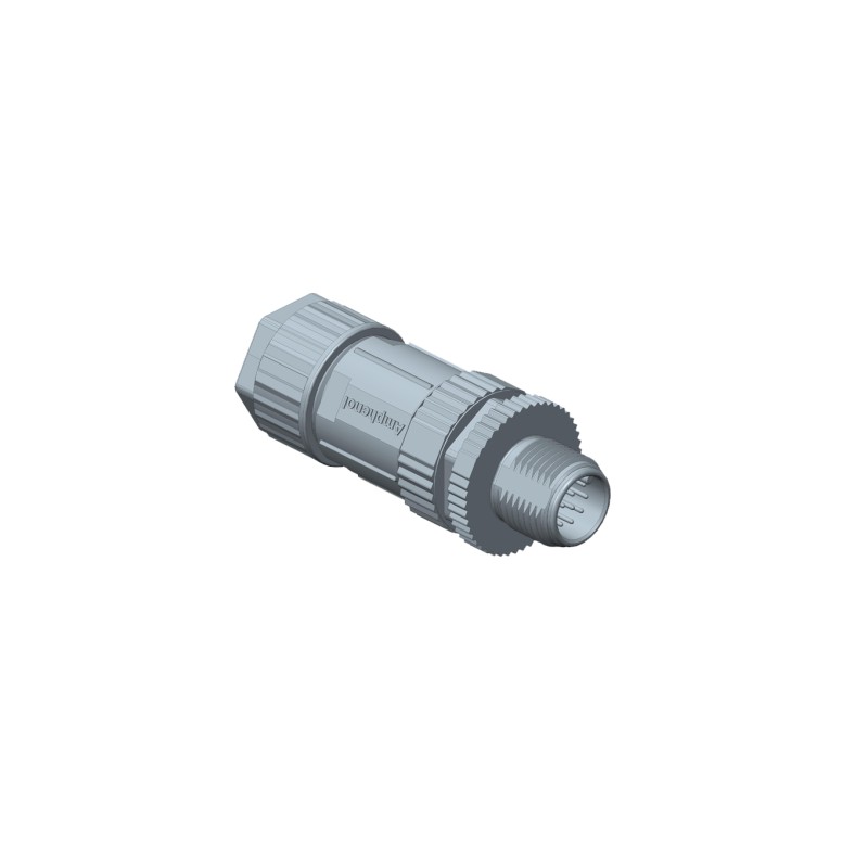1 pcs - Amphenol Industrial Circular Connector, 4 Contacts, Cable Mount, M12 Connector, Plug