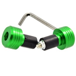 The handlebar ends of the weights are green