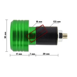 The handlebar ends of the weights are green