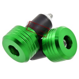 The handlebar ends of the weights are green