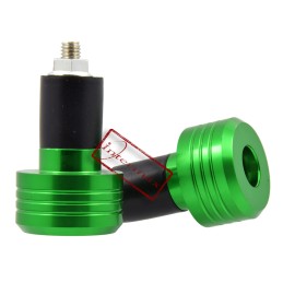 The handlebar ends of the weights are green