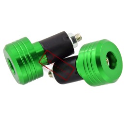 The handlebar ends of the weights are green