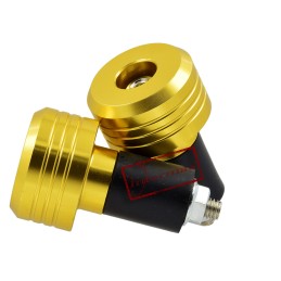 The weight handlebar ends are gold