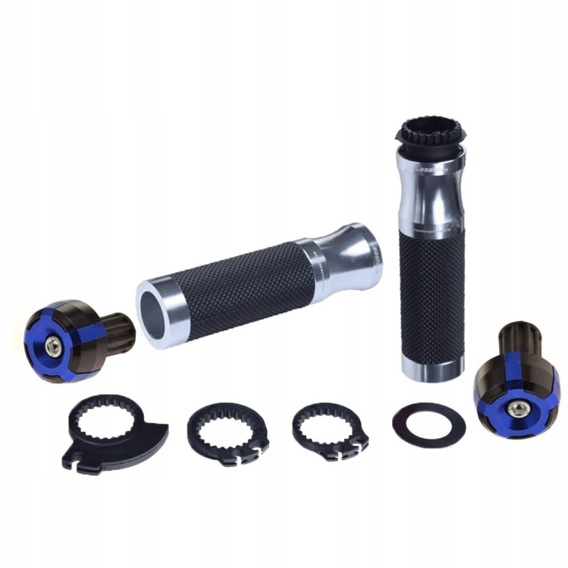 Blue weights, black shifters, 22 mm handlebars