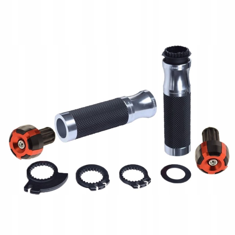 Orange weights, silver shifters for 22 mm handlebars