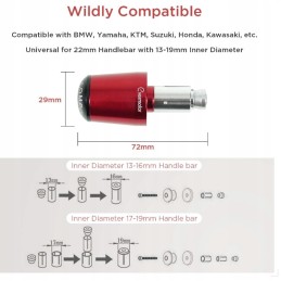 CNC handlebar grips red evermotor 22mm 2pcs