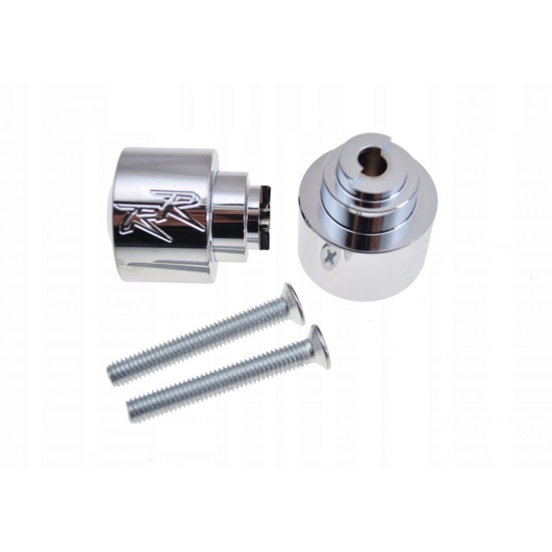 Chrome handlebar ends with the Honda RR 900 13088 logo