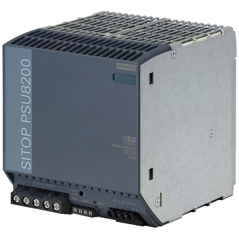 1 pcs - Siemens SITOP PSU8200 DIN Rail Power Supply, 400 - 500V ac Input, 48V dc Output, 20A Output