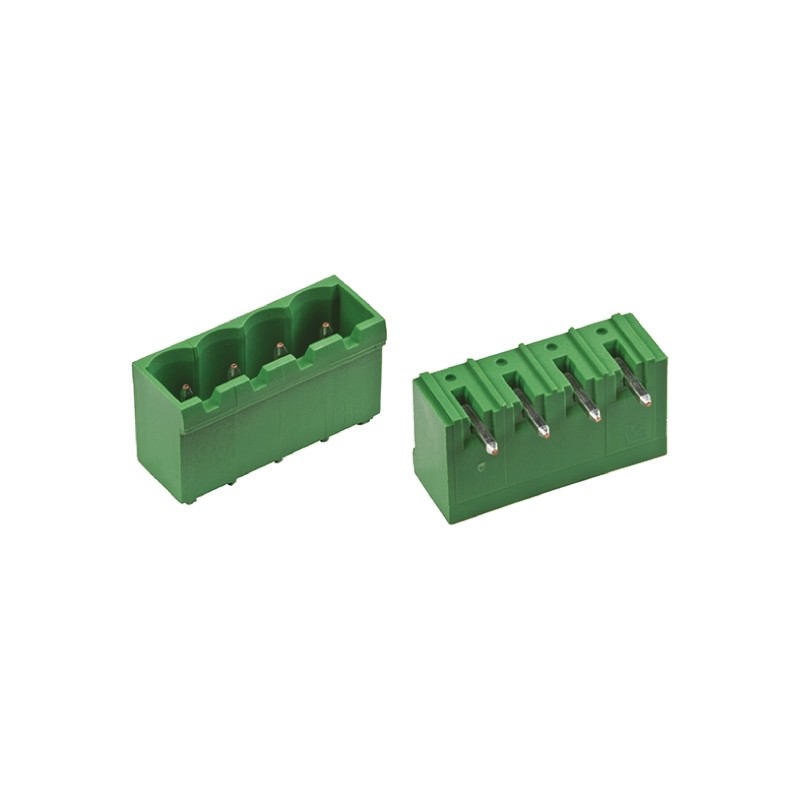 150 pcs - TE Connectivity 5.08mm Pitch 4 Way Right Angle Pluggable Terminal Block, Header, Through Hole, Solder Termination