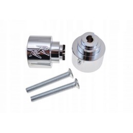 Chrome-plated handlebar ends with the Honda RR 900 logo