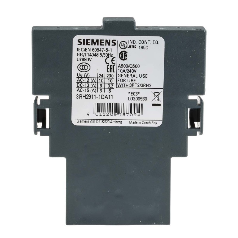 1 pcs - Siemens Auxiliary Contact, 2 Contact, 1NC + 1NO, Snap-On, Sirius Innovation