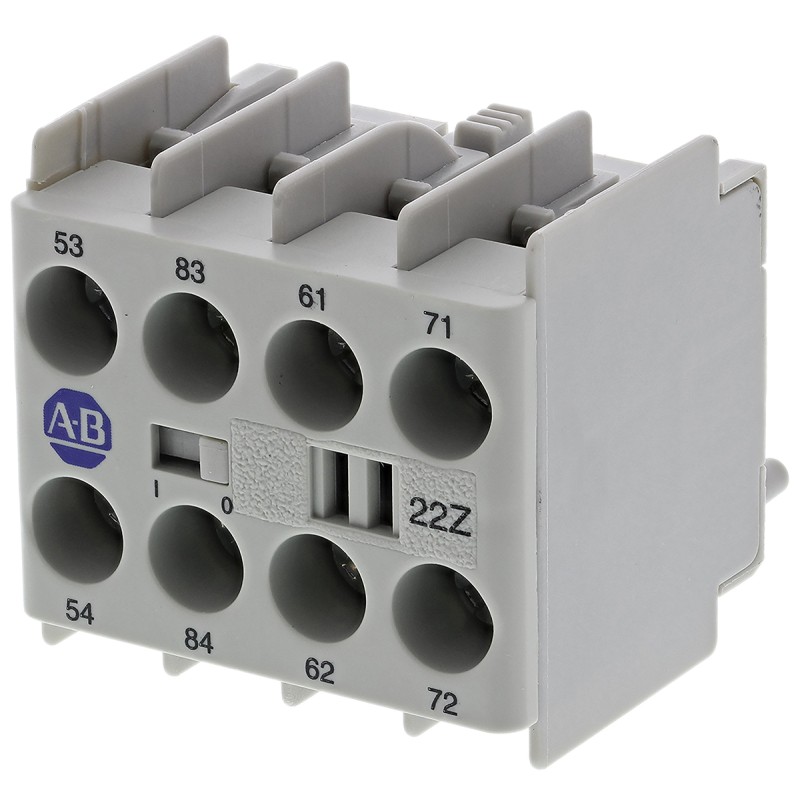 1 pcs - Allen Bradley Auxiliary Contact Block, 4 Contact, 2NC + 2NO, Snap-On