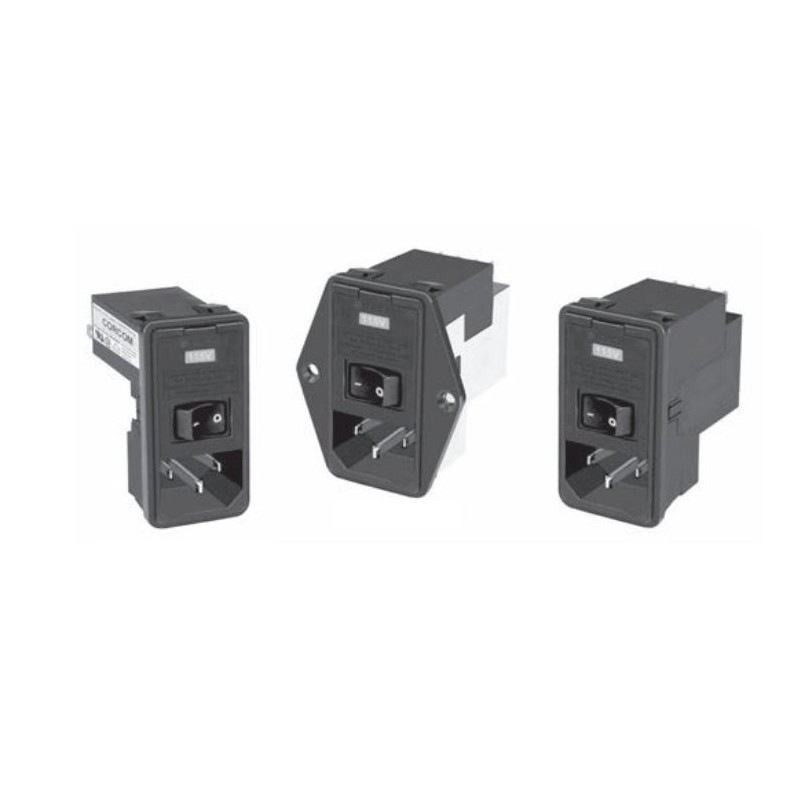 16 pcs - TE Connectivity 6A, 250 V ac Snap-In IEC Inlet Filter PS0S0SS6A, Faston