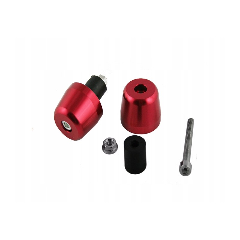 Red aluminum handlebar weight ends, 36mm
