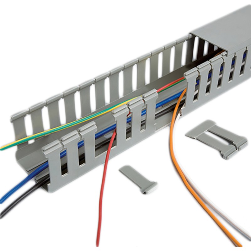 12 pcs - Betaduct Betaduct Metric Grey Slotted Panel Trunking - Open Slot, W25 mm x D60mm, L2m, PVC