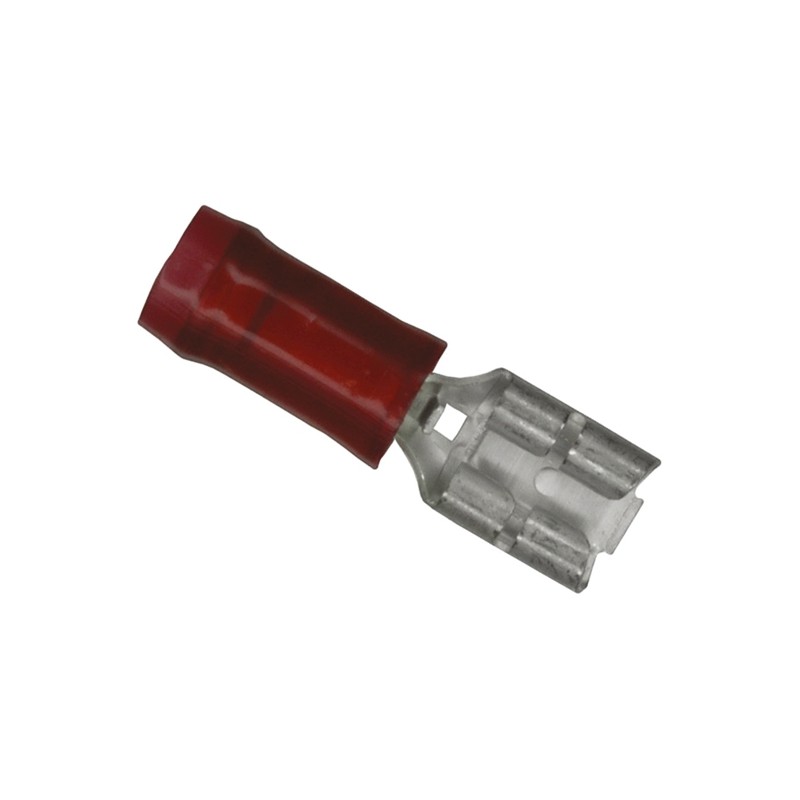 50 pcs - TE Connectivity PIDG FASTON .187 Red Insulated Female Spade Connector, Receptacle, 4.75 x 0.81mm Tab Size, 0.3mm² to