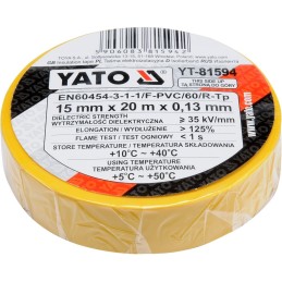 Electrical insulating tape 15mmx20m yellow