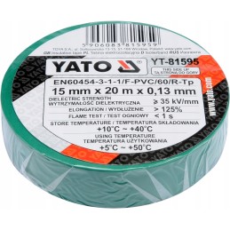 Electrical insulating tape 15mmx20mx0 13mm green y