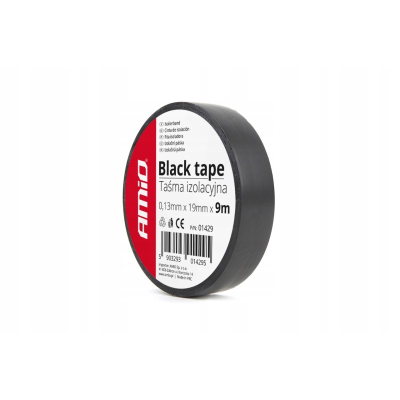 Black insulating tape 19mm x 9m 12 pcs per pack