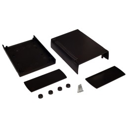 1 pcs - RS PRO Black ABS Enclosure, IP53, IK06, Black Lid, 185.5 x 136 x 60mm