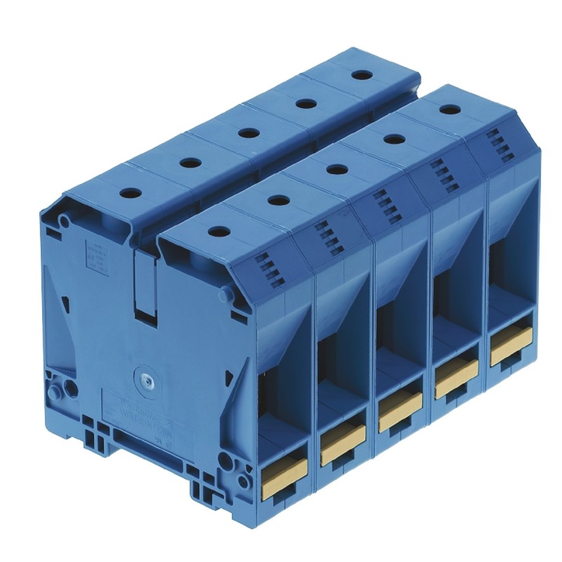 1 pcs - Weidmuller W Series Blue Feed Through Terminal Block, Single-Level, Screw Termination