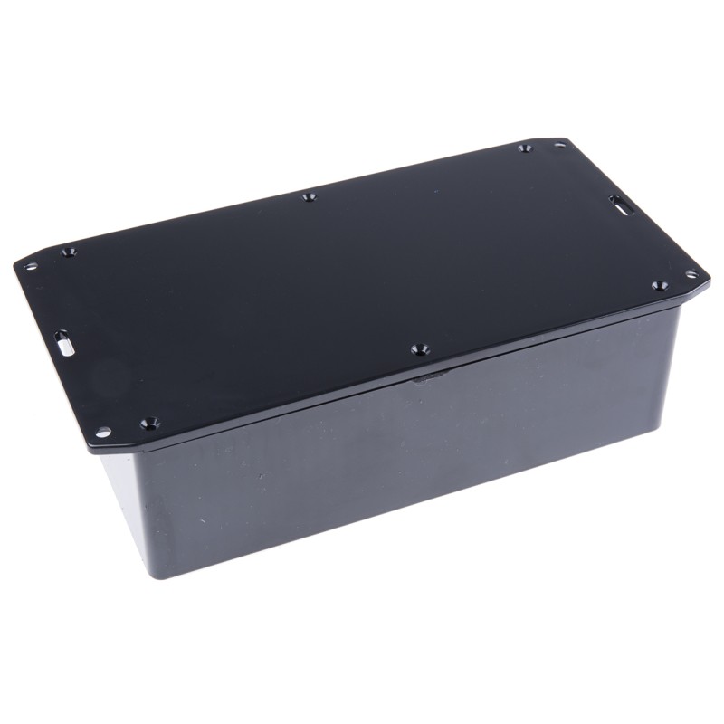 1 pcs - Hammond 1591 Series Black Flame Retardant ABS Enclosure, IP54, Flanged, Black Lid, 191 x 110 x 61mm