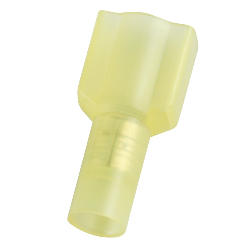 100 pcs - RS PRO Yellow Insulated Female Spade Connector, Receptacle, 0.8 x 6.35mm Tab Size, 4mm² to 6mm²