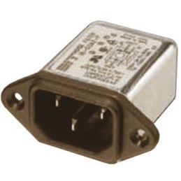 1 pcs - Deltron 6A, 250 V ac/dc Male PCB Mount IEC Filter RIX0642H, Tab None Fuse