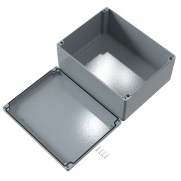 1 pcs - Rose Aluminium Standard Series Grey Die Cast Aluminium Enclosure, IP66, IK09, Grey Lid, 400 x 310 x 180mm