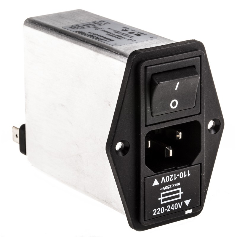 20 pcs - Schaffner 2.5A, 250 V ac Male Panel Mount IEC Filter 2 Pole FN393-2.5-05-11, Faston 1 Fuse