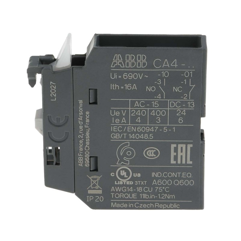 1 pcs - ABB Auxiliary Contact, 1 Contact, 1NC, Front Mount