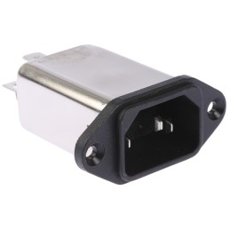 1 pcs - Schaffner 10A, 250 V ac Male Panel Mount IEC Filter FN9222-10-06, Faston None Fuse