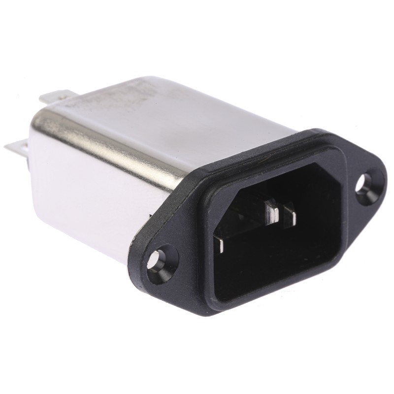 1 pcs - Schaffner 10A, 250 V ac Male Panel Mount IEC Filter FN9222-10-06, Faston None Fuse