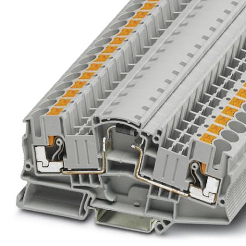 50 pcs - Phoenix Contact PTME Series PTME 6-DIO BY255/L-R Feed Through Terminal Block, 2-Way, 3A, 0.5 - 10 mm² Wire, Push