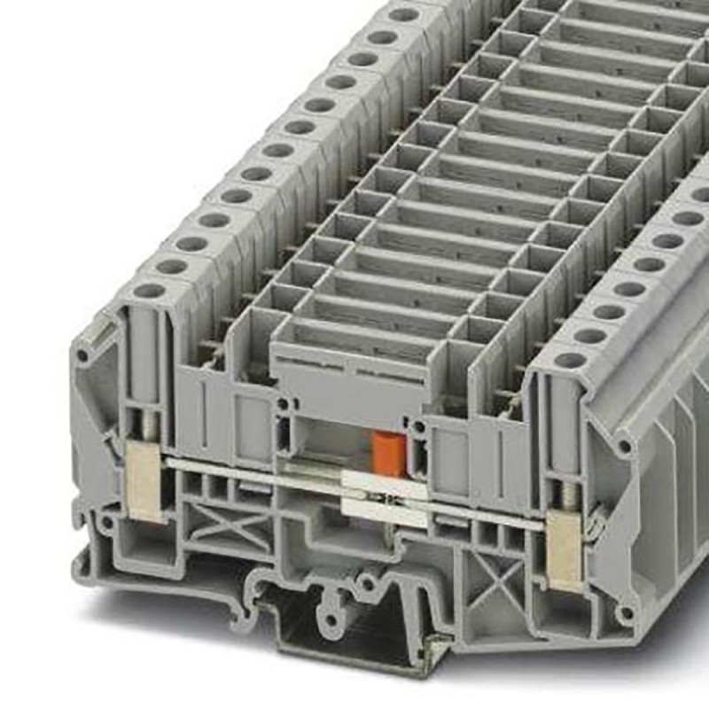 50 pcs - Phoenix Contact UT Series UT 6-T/SP Terminal Block Connector, 2-Way, 41A, 0.2 - 10 mm² Wire, Screw Termination