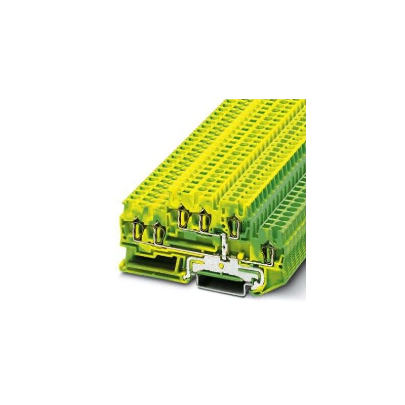 50 pcs - Phoenix Contact 5-TWINPE, STTB 2 Series Green, Yellow Double Level Terminal Block, 2.5mm², 2-Level, Spring Termination