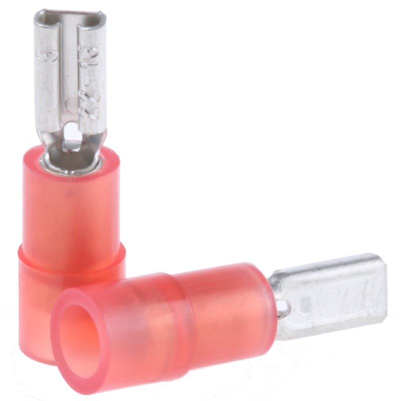 100 pcs - RS PRO Red Insulated Female Spade Connector, Receptacle, 2.8 x 0.5mm Tab Size, 0.5mm² to 1.5mm²