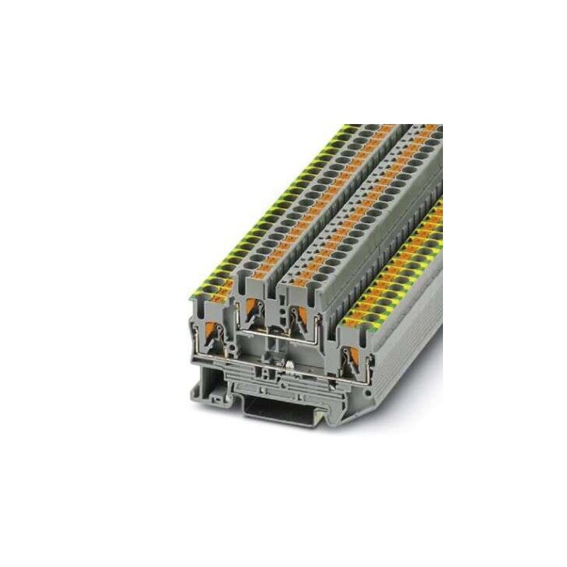 50 pcs - Phoenix Contact PTTB 2.5-PE/L Series Grey Double Level Terminal Block, 0.14 - 4mm², Push In Termination