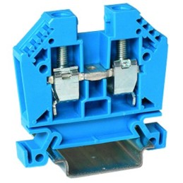 1 Box of 10 - RS PRO Blue Feed Through Terminal Block, 10mm², 1-Level, Cage Clamp Termination