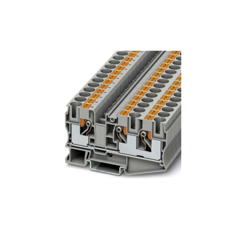 50 pcs - Phoenix Contact PT 10 Series Grey Component Terminal Block, 16mm², Push In Termination, ATEX, IECEx