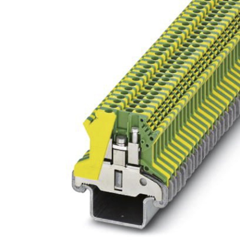 50 pcs - Phoenix Contact USLKG 2.5 N-1 Series Green, Yellow Earth Terminal Block, Single-Level, Screw Termination