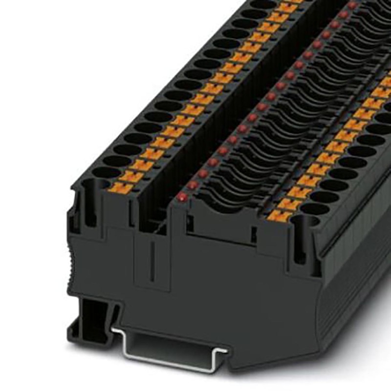 50 pcs - Phoenix Contact PT 6 Series Black Fused DIN Rail Terminal, 10mm², Single-Level