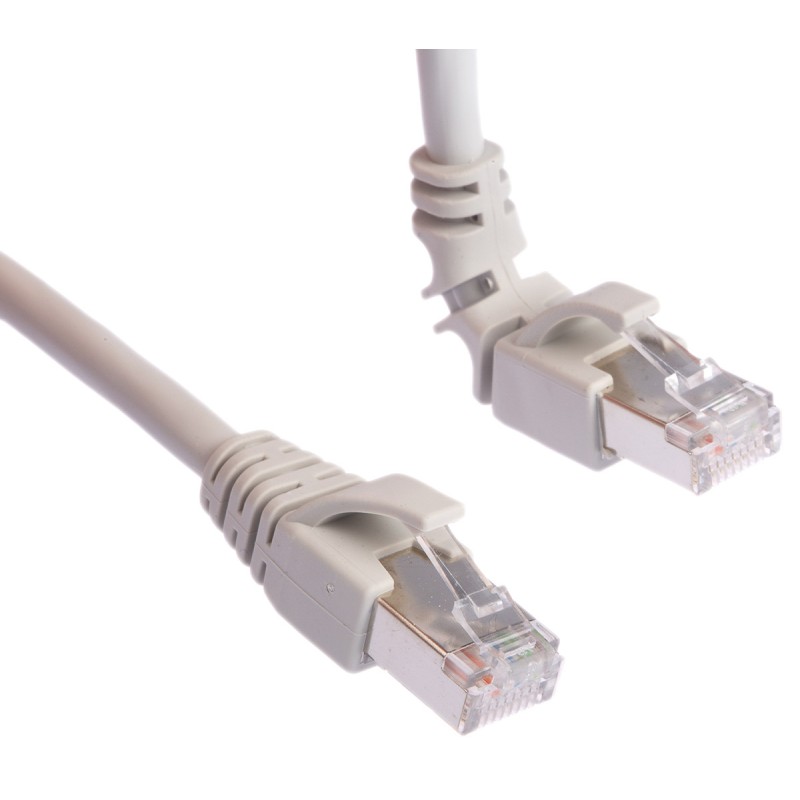 1 pcs - Weidmuller Cat6 Right Angle Male RJ45 to Straight Male RJ45 Ethernet Cable, S/FTP, Grey LSZH Sheath, 2m, Low Smoke Zero